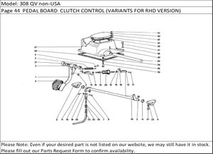 308 QV non-USA Page 44  PEDAL BOARD  CLUTCH CONTROL (VARIANTS FOR RHD VERSION)
