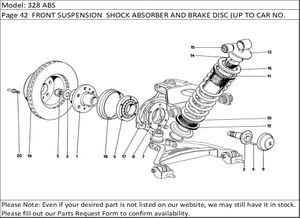 328 ABS Page 42  FRONT SUSPENSION  SHOCK ABSORBER AND BRAKE DISC (UP TO CAR NO. 76625)