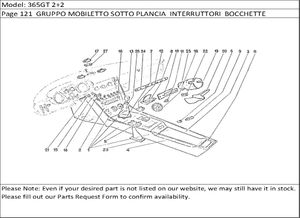 365GT 2+2 Page 121  GRUPPO MOBILETTO SOTTO PLANCIA  INTERRUTTORI  BOCCHETTE VENTILAZIONE  ACCESSORI