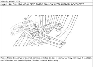 365GT 2+2 Page 121A  GRUPPO MOBILETTO SOTTO PLANCIA  INTERRUTTORI  BOCCHETTE VENTILAZIONE  ACCESSORI