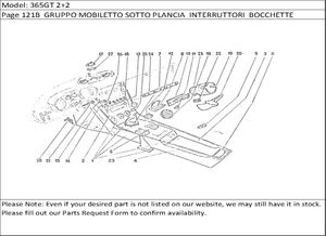 365GT 2+2 Page 121B  GRUPPO MOBILETTO SOTTO PLANCIA  INTERRUTTORI  BOCCHETTE VENTILAZIONE  ACCESSORI