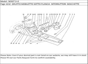 365GT 2+2 Page 121C  GRUPPO MOBILETTO SOTTO PLANCIA  INTERRUTTORI  BOCCHETTE VENTILAZIONE  ACCESSORI