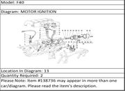 Ferrari Part 138736 CABLE (FOR SPARK PLUG NR.3)