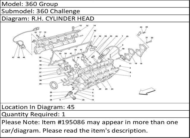 Ferrari Part 195086 VARIATOR CONTROL SOLENOID VALVE