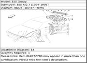 Ferrari Part 62072700 INTERNAL REINFORCEMENT FOR R.H. REAR FENDER