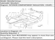 Ferrari Part 62589000 REAR WINDOW R.H. INSULATING MATERIAL