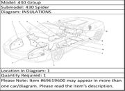 Ferrari Part 69619600 OUTER FRONT R.H. INSULATION