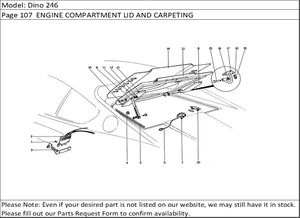 Dino 246 Page 107  ENGINE COMPARTMENT LID AND CARPETING