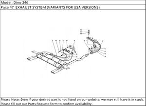 Dino 246 Page 47  EXHAUST SYSTEM (VARIANTS FOR USA VERSIONS)