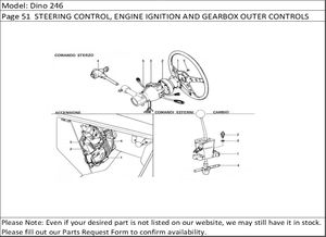 Dino 246 Page 51  STEERING CONTROL, ENGINE IGNITION AND GEARBOX OUTER CONTROLS (VARIANTS FOR USA VERSIONS)