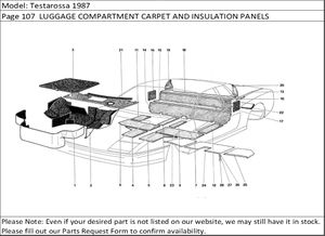 Testarossa 1987 Page 107  LUGGAGE COMPARTMENT CARPET AND INSULATION PANELS