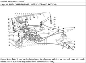 Testarossa 1987 Page 11  FUEL DISTRIBUTORS LINES (KJETRONIC SYSTEM)