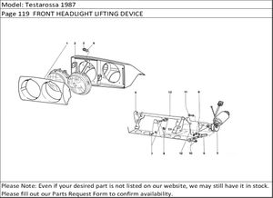 Testarossa 1987 Page 119  FRONT HEADLIGHT LIFTING DEVICE