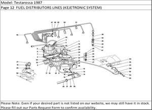 Testarossa 1987 Page 12  FUEL DISTRIBUTORS LINES (KEJETRONIC SYSTEM)
