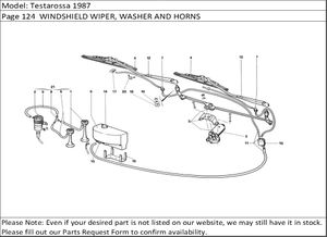 Testarossa 1987 Page 124  WINDSHIELD WIPER, WASHER AND HORNS