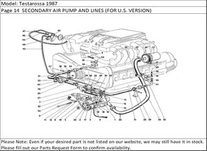 Testarossa 1987 Page 14  SECONDARY AIR PUMP AND LINES (FOR U.S. VERSION)