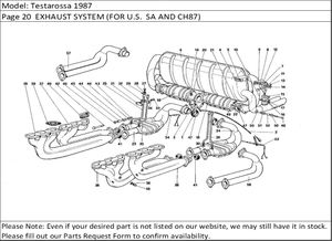 Testarossa 1987 Page 20  EXHAUST SYSTEM (FOR U.S.  SA AND CH87)