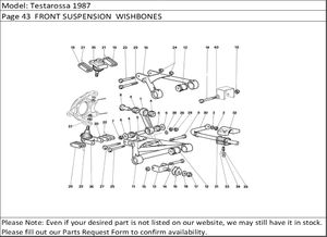 Testarossa 1987 Page 43  FRONT SUSPENSION  WISHBONES