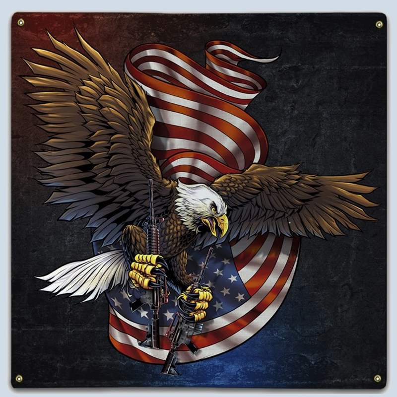 Steel Sign Eagle & Guns