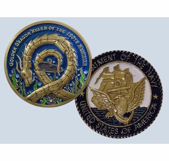 ゴールデンウィークセール　金属製ドラゴン彫刻 青銅色 Golden Dragon Ruler of the 180th Meridian Challenge Coin