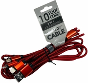 3 in 1 Phone Charger10 Feet, 6/bx