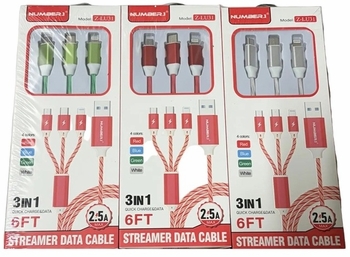 3 In 1 Light Up Cables 6ft 12/bx