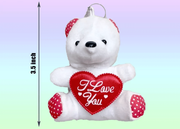 KEYCHAIN - 3.5" WHITE BEAR WITH HEART