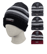 Insulated Winter Knit Hat Men Stripes Light w/ Faux Fur Lining 12/bx