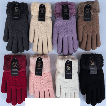 Lady's Glove With Fur Assorted Color 12/bx