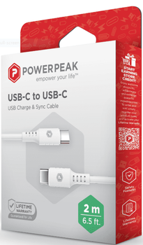 PowerPeak 6.5ft Type C -Type C Cable 6/bx