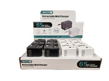 Retractable Type C wall charger 65W fast charger 12/bx