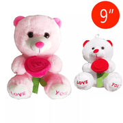 9" TEDDY BEAR WITH ROSE 6/BX