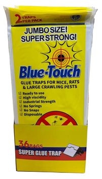 Blue-Touch Jumbo Super Strong Glue Traps for Mise & Rats 2pk, 36/display