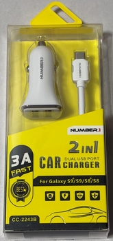 Dual Car USB Port w/Type C Wire 6/bx***CLOSEOUT