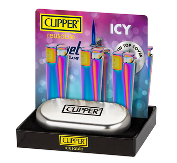 Clipper Metal Icy Jet Flame Lighter 12/tray
