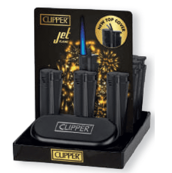 Clipper Metal Black Jet Flame/Torch 12/tray