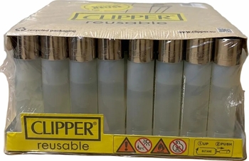 Clipper Translucent White Lighters 48/tray