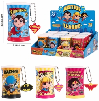 Justice League Mini Cleaning hand Wipes 12/display