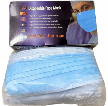Disposable Blue Face Masks 50ct Bx