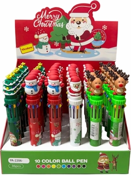 Christmas Themed Multi Color Ball Pen 36/Display