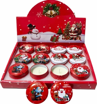 Christmas Themed Scented candles 12/Display (Assorted Scents)