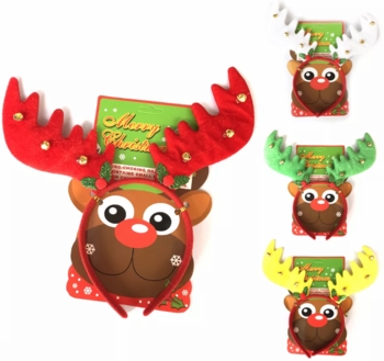 Holiday Headband w/bells Assorted Colors 12/bx