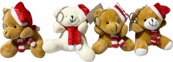 Christmas Teddy Bear Keychain 4.5" Asst Colors 12/bx