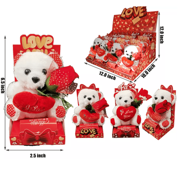 GIFT SET DISPLAY - 6.5" TEDDY BEAR & ROSE 12/BX