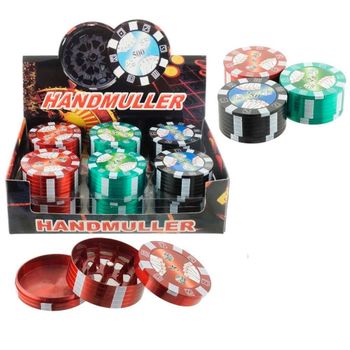 51mm 3 Part Poker Grinder Assorted Designs 12/bx