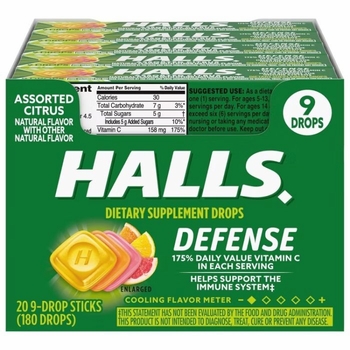Halls Defence Asst Citrus Cough Drops USA 20/ct