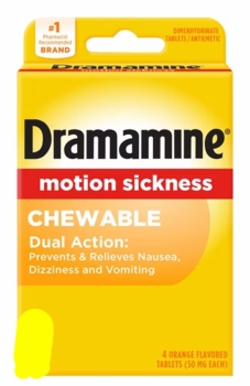 Dramamine Chewable Orange Flavored Tablets 4ct 6/bx