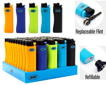 MK Grip Pro Refillable Lighter Replaceable Flint 50/tray