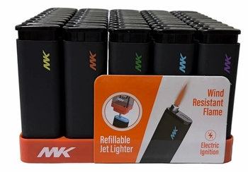 MK Wind Resistant Lighter Jet Black 50/tray