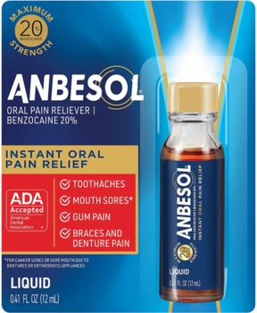 Anbesol Maximum Strength Oral Pain Relief Liquid (0.41 fl oz) 6/bx